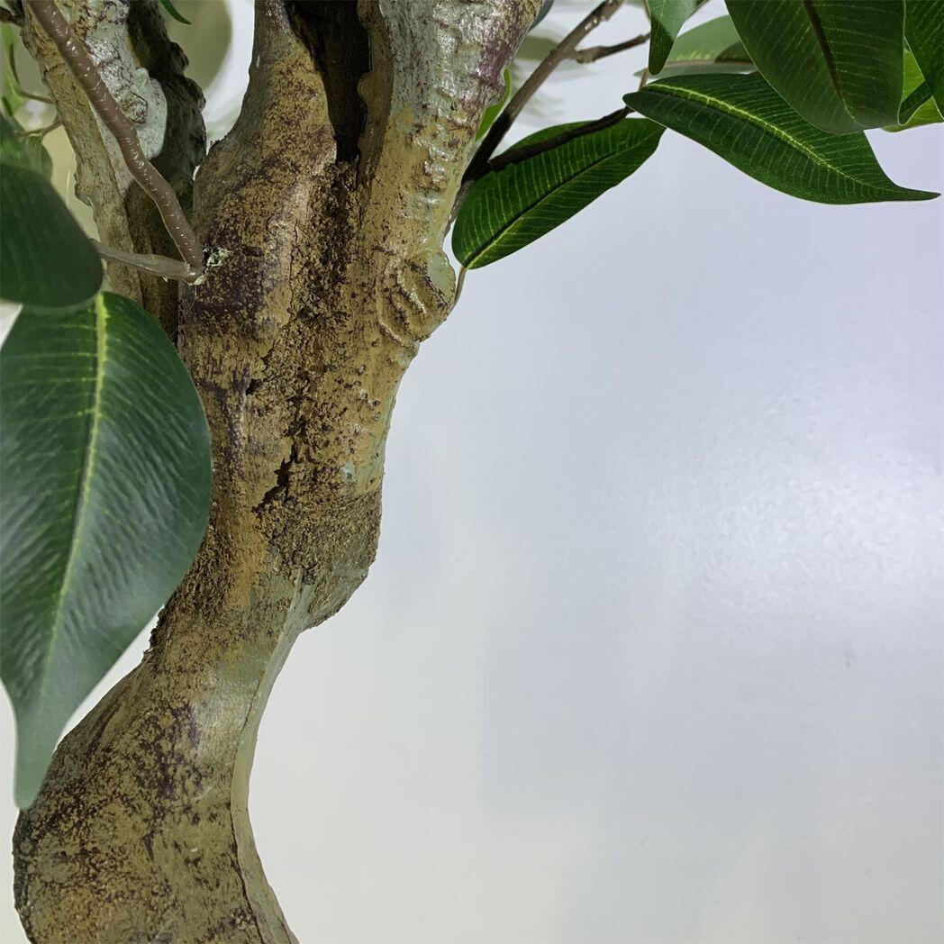 image of 100cm leaf realistic artificial ficus tree plant bush ficus copper planter view 2
