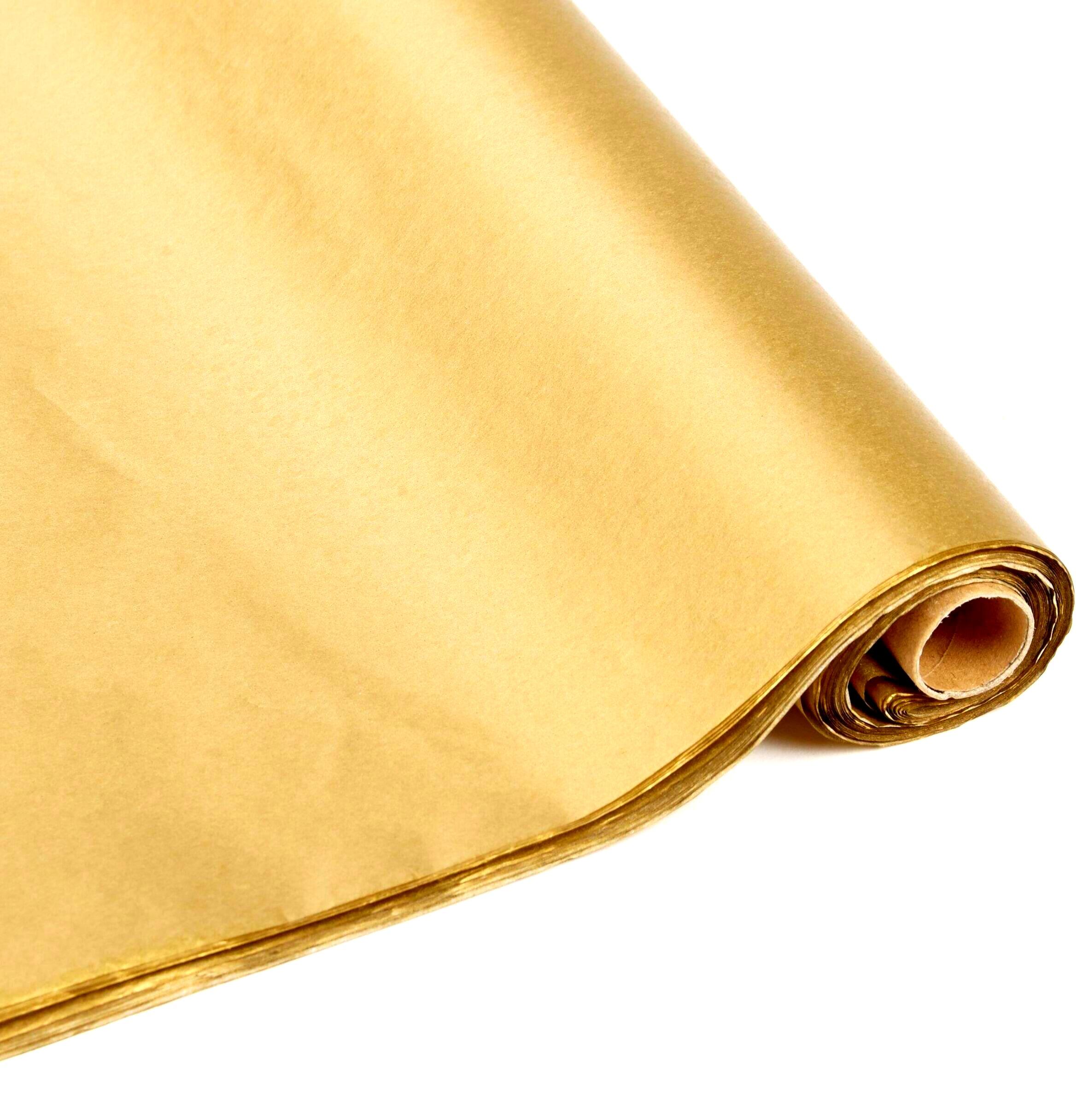 metallic gold tissue paper sheets on roll