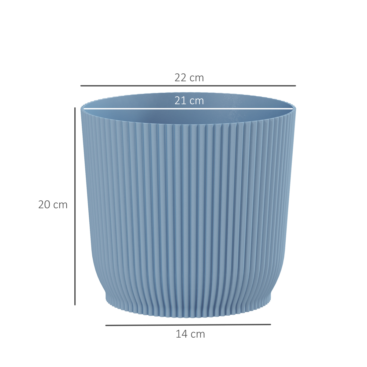 product image showing plant pots outdoor 22cm for garden decoration, blue in use
