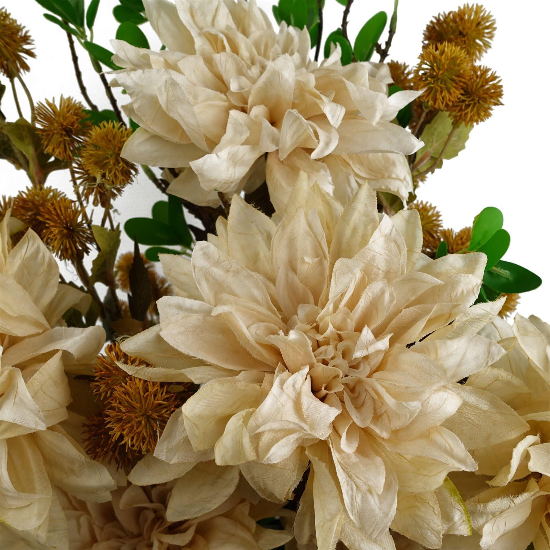product image showing 55cm dahlia flower stem - dusty cream in use