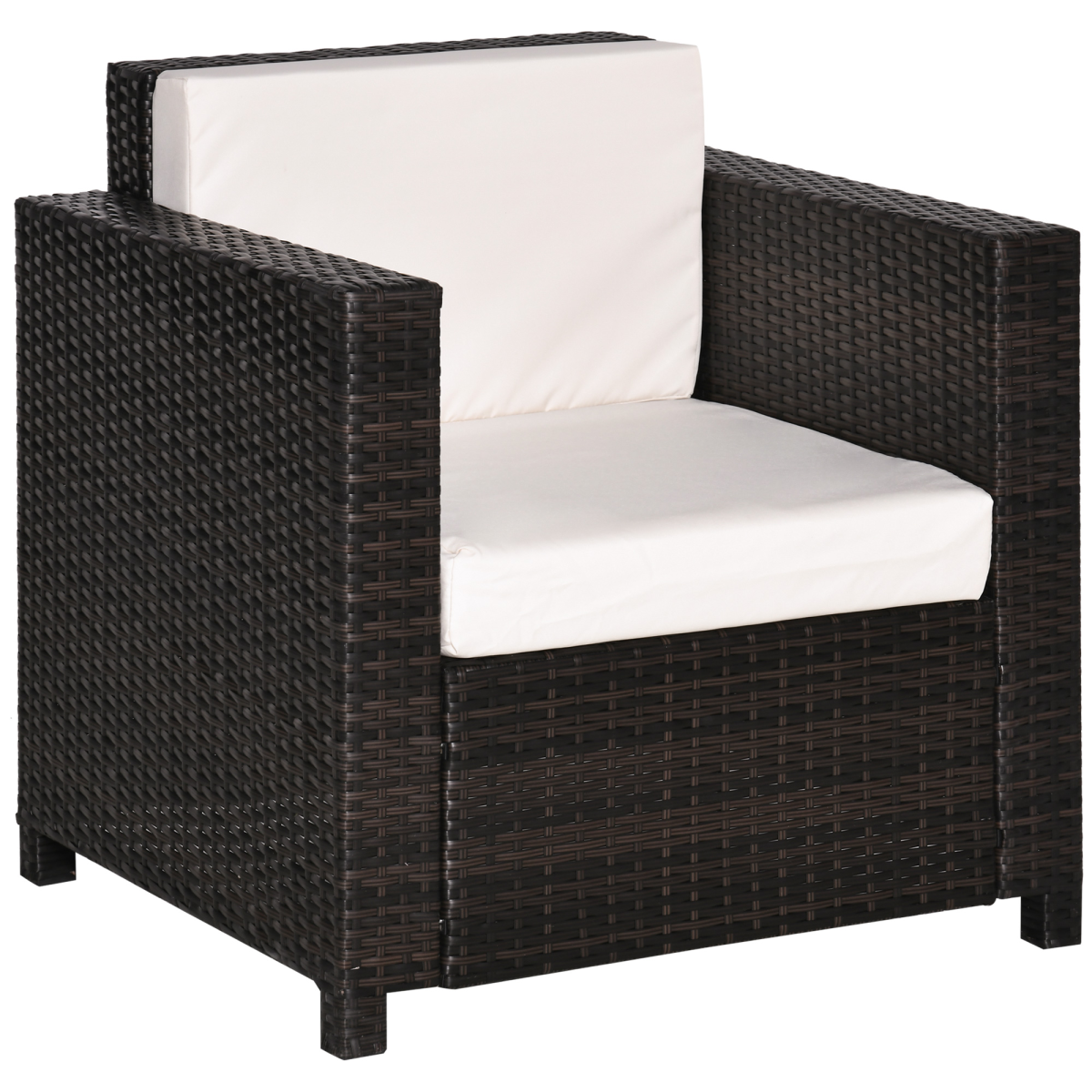 image showing rattan single sofa chair garden wicker weave armchair fire resistant brown