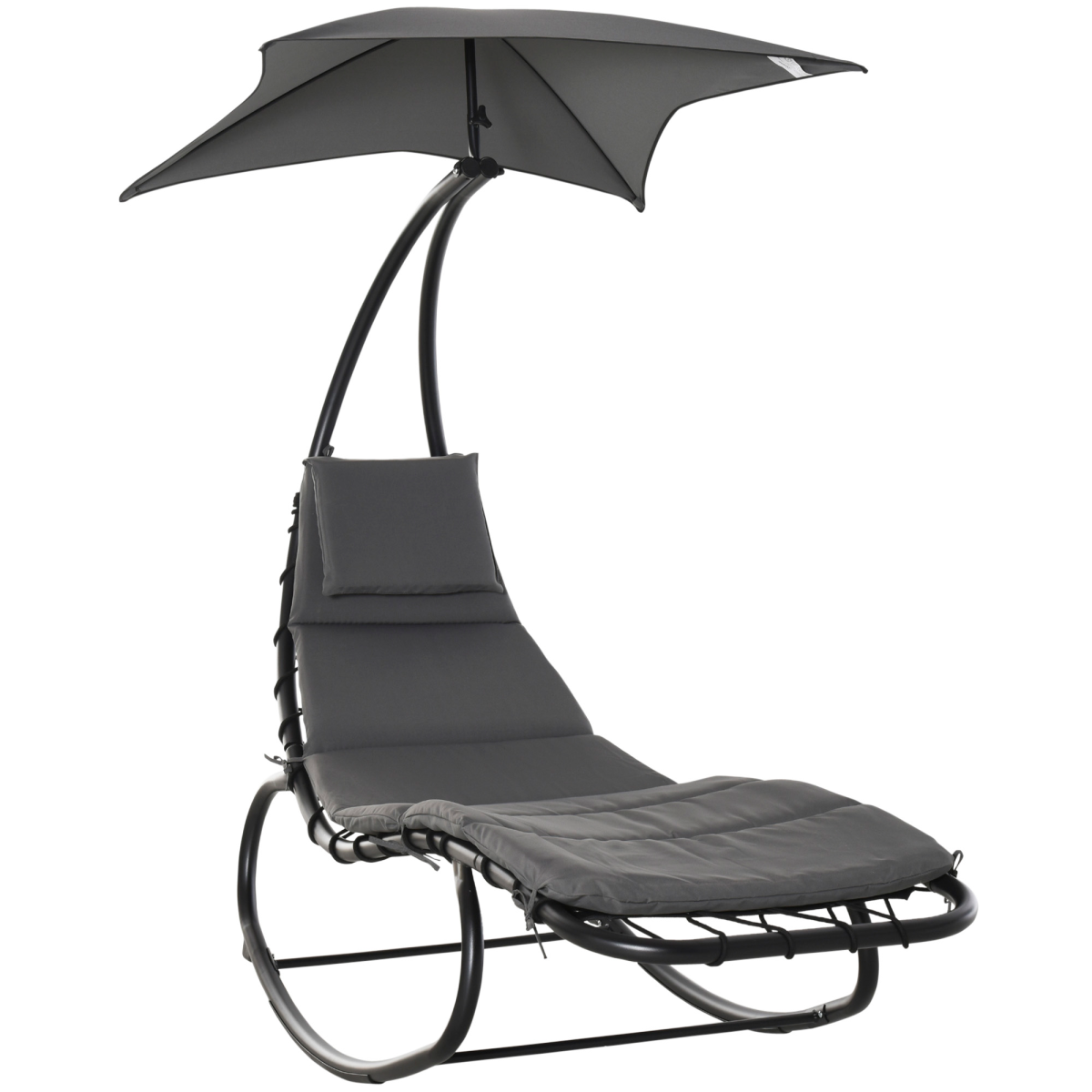 patio rocking chaise lounge rocking bed with canopy cushion headrest pillow with specific functional features