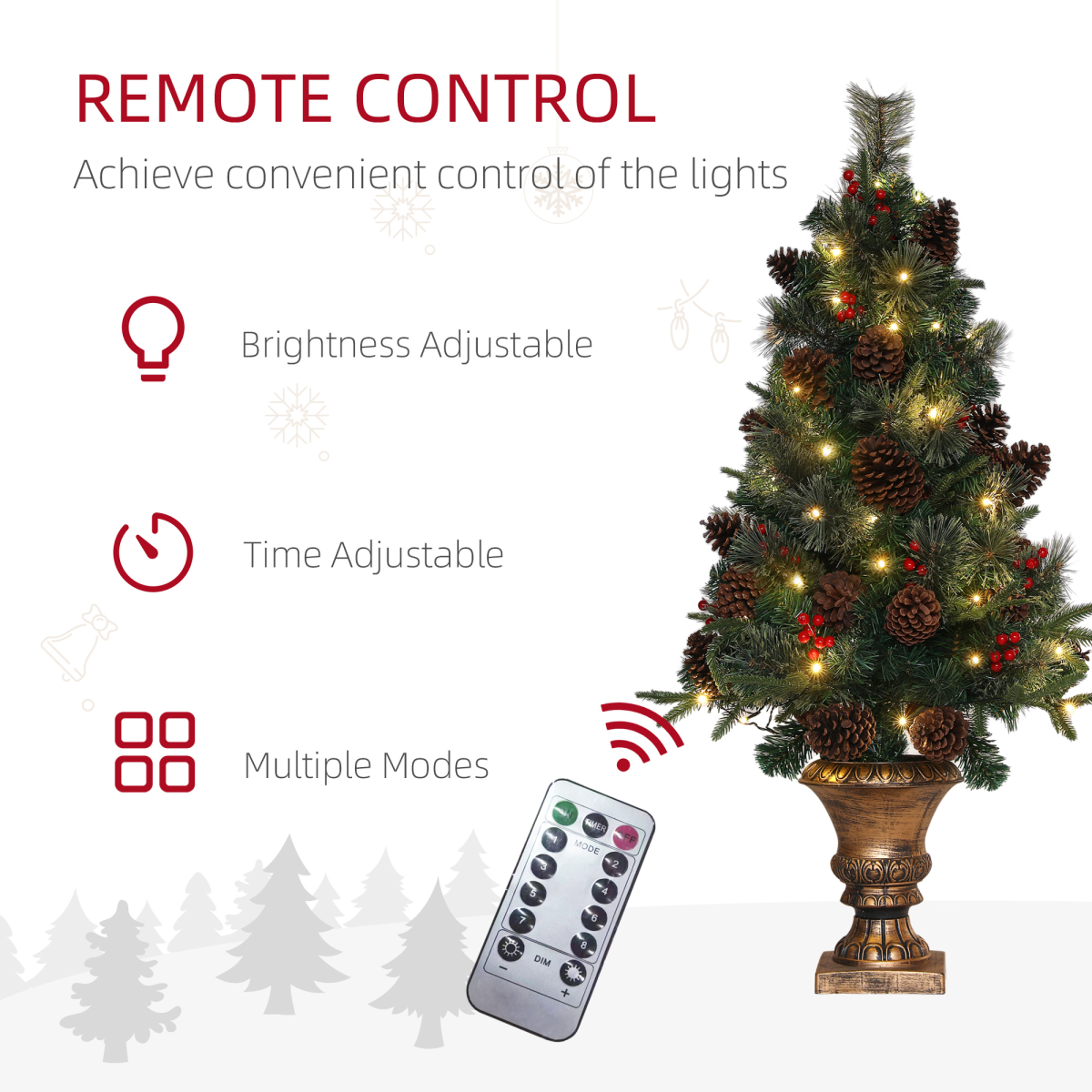 Additional view of 4ft artificial christmas tree with 60 warm white led lights