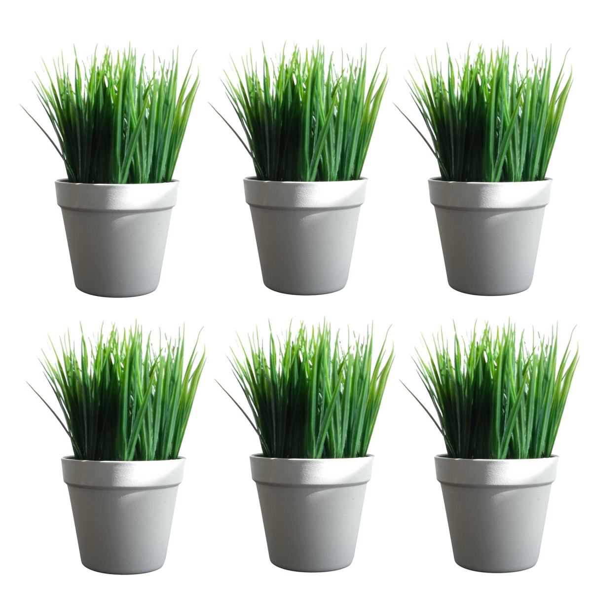 pack of 6 x 22cm Artificial Grass Plant