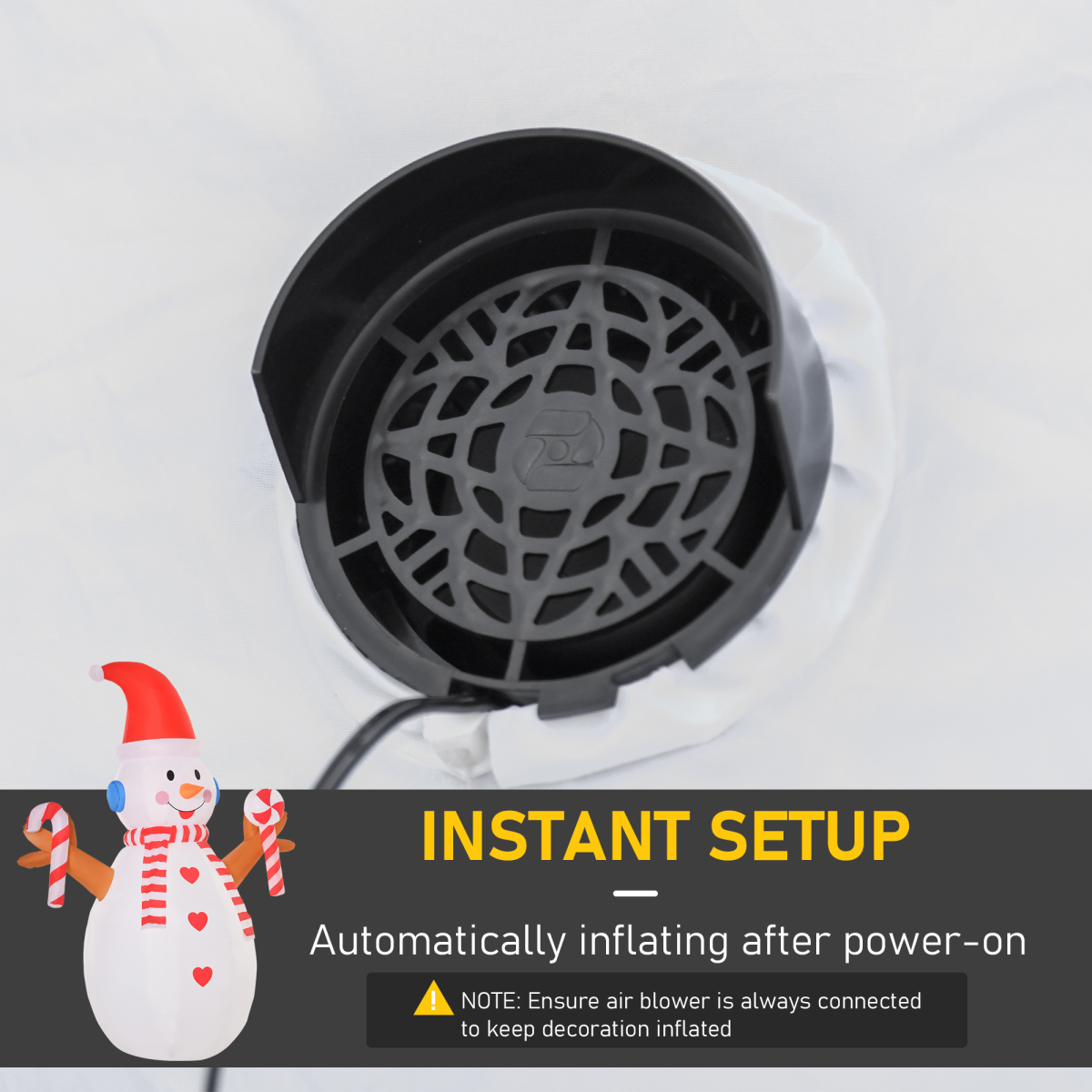 detailed view of 8ft Christmas Inflatable Snowman with Candy Rotating Lighted Indoor Outdoor