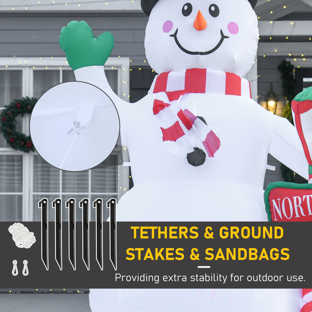 high-quality image of 8ft Tall Christmas Inflatable Snowman Street Lamp Lighted Garden Lawn