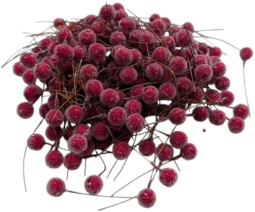 artificial frosted red berry on a stem pick for christmas wreaths