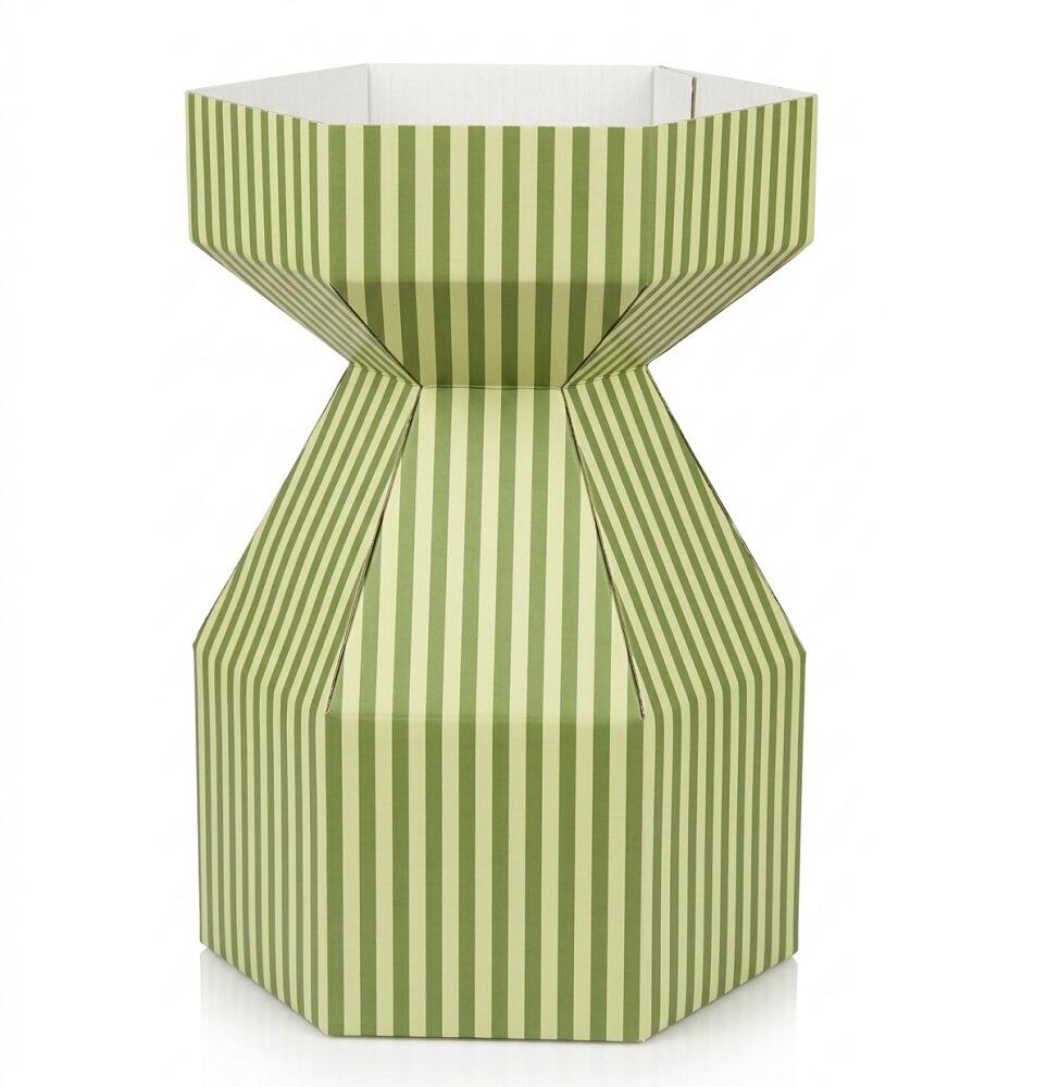 Gathered Flower Bouquet Box florist Large Green Stripes