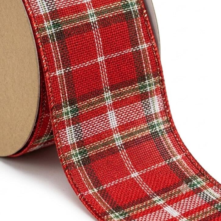red burlap christmas ribbon