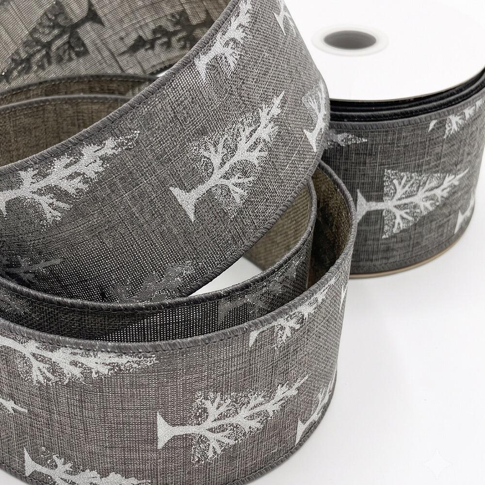 grey christmas ribbon roll wired