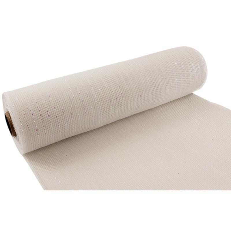 iridescent white 10 inch deco mesh