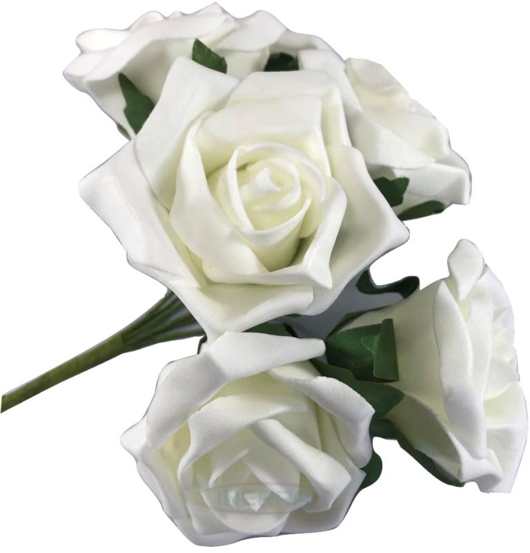 white colourfast foam roses