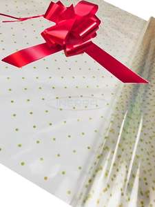 red Hamper Cellophane and Large Aqua Bow for Wrapping Hampers