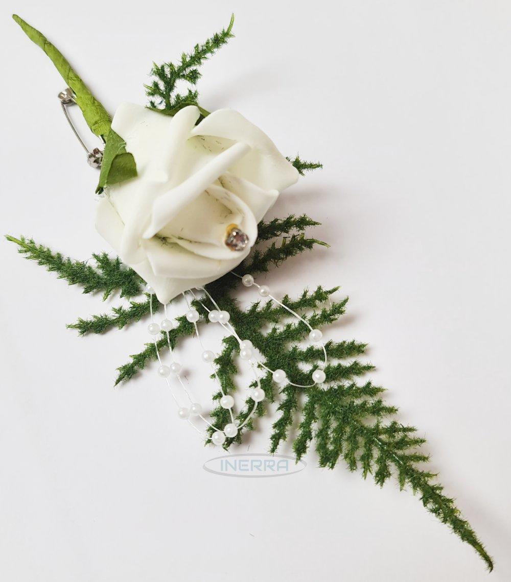 wedding rose buttonhole white