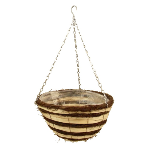 bamboo hanging baskets chain twig natural planter garden