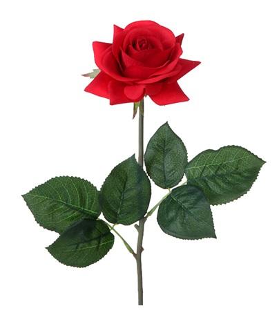 single rose stem valentines day artificial red foliage real look