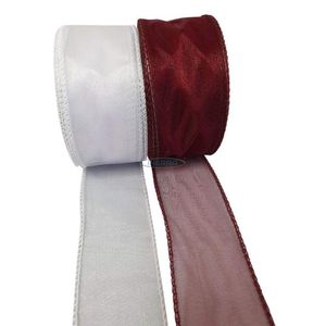 burgundy white organza ribbon