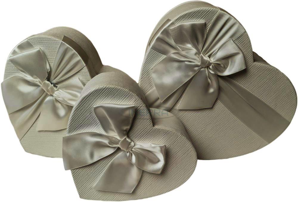 grey heart shape florist hat boxes