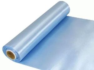 light blue fabric satin ribbon roll wedding table runner