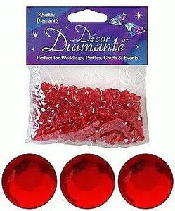 red wedding table gems scatter crystals