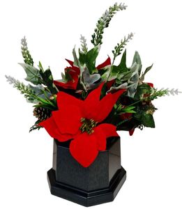 graveside flower grave pot with red poinsettia