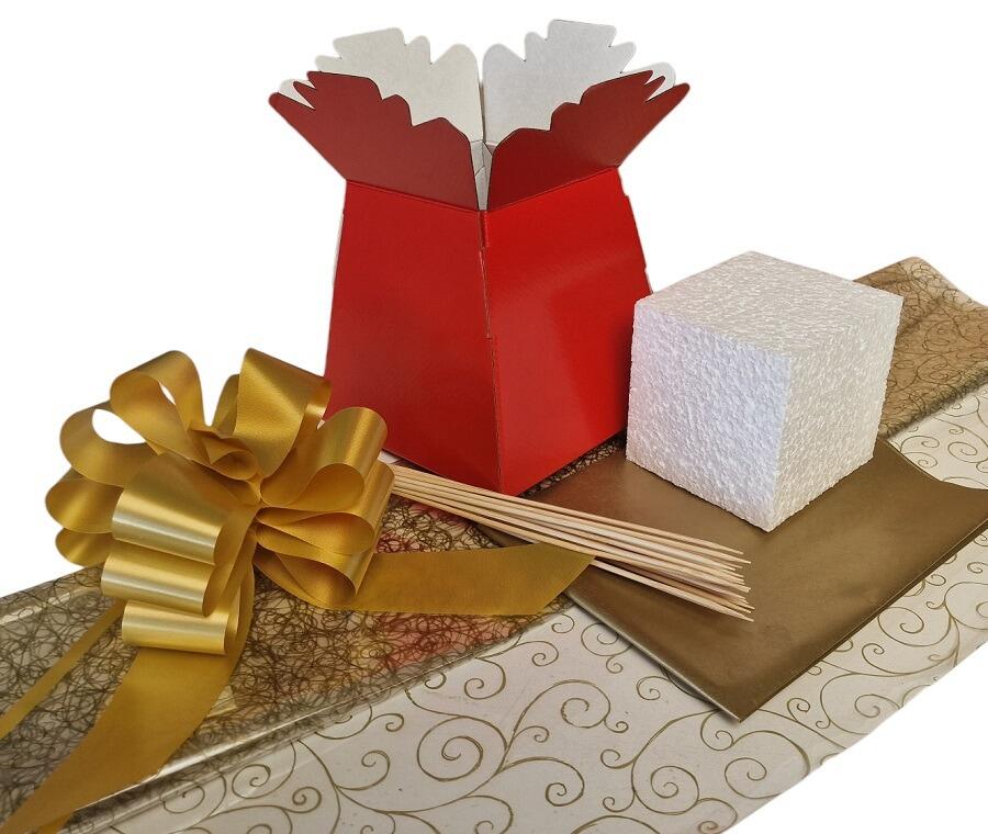 red florist bouquet kit for christmas chocolate bar arrangements