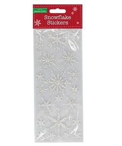 Silver Glitter Snowflake Stickers - Pack of 30