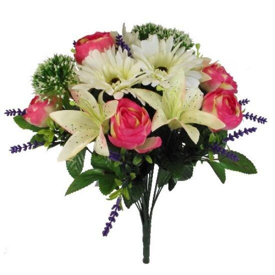 Artificial Ranunculus Flower Bouquet pink and ivory