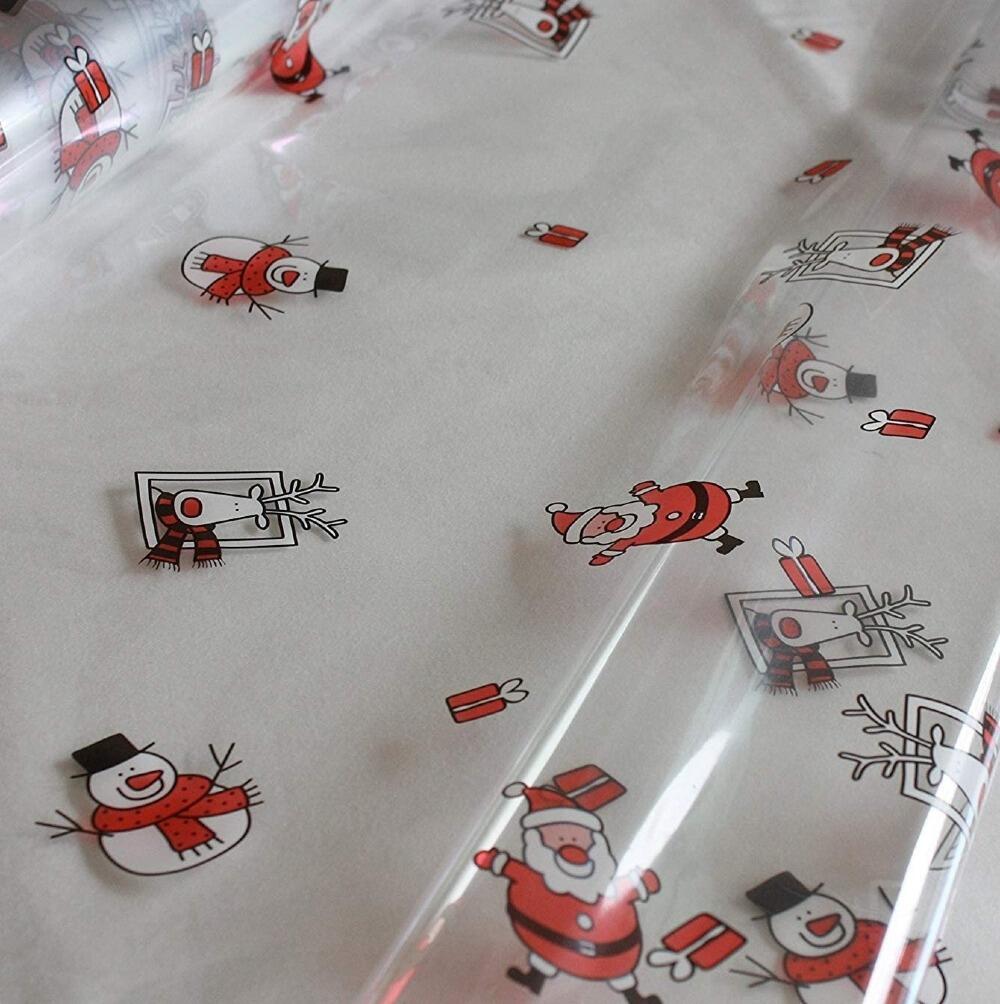 santa snowman christmas cellophane wrap film
