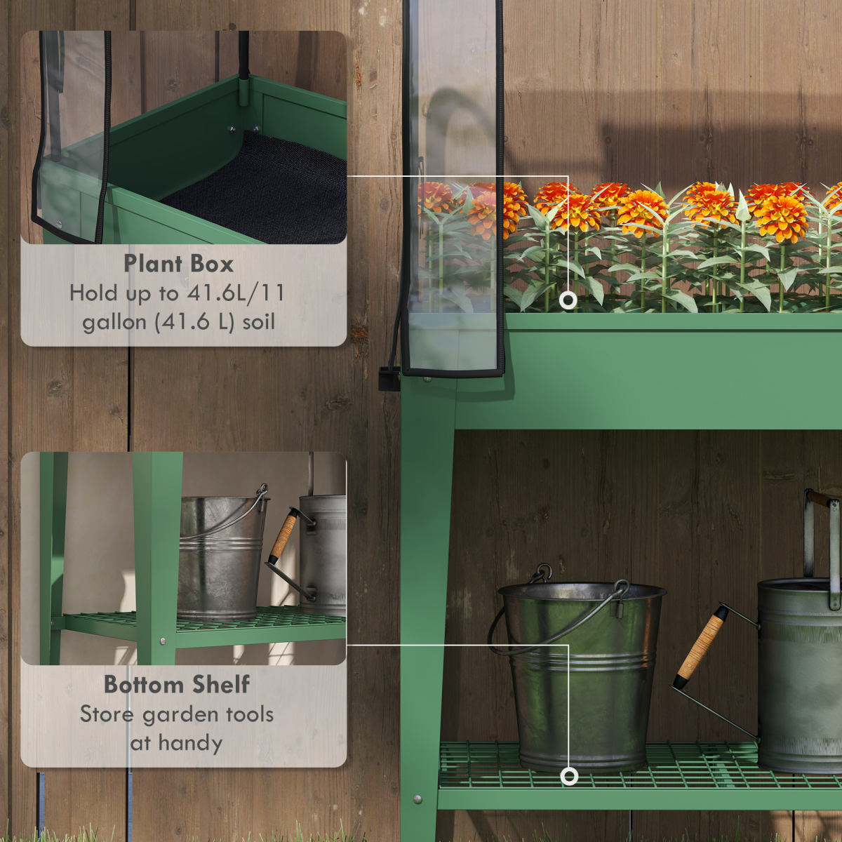 Mobile Raised Garden Bed with Greenhouse Cover