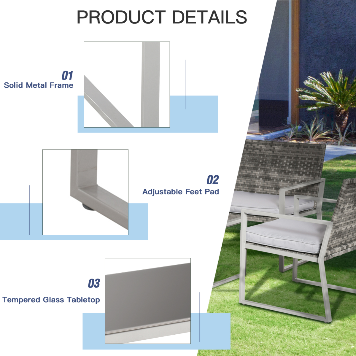4piece outdoor garden rattan seating furniture set grey view 8