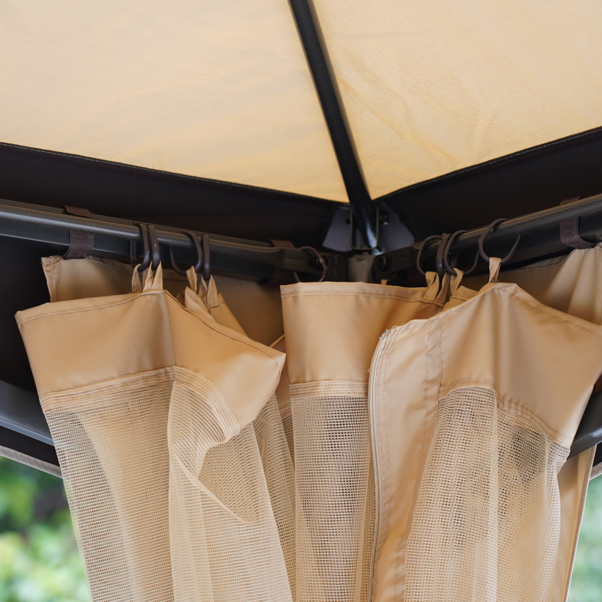 2-Tier Roof Gazebo Steel Frame Mesh Sidewalls