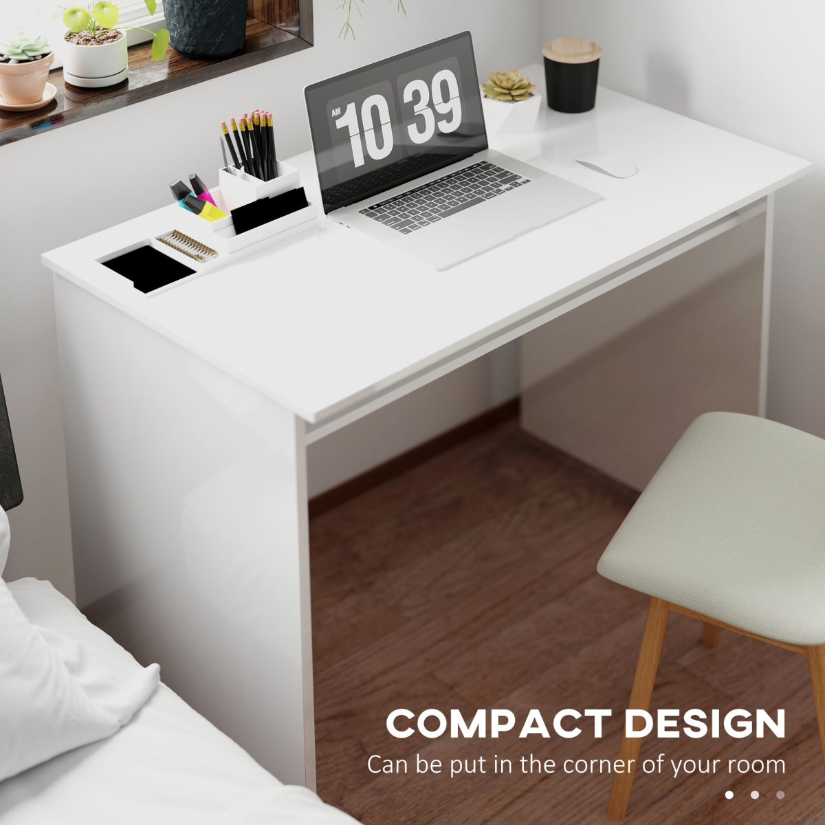 Computer Desk Workstation - High Gloss White