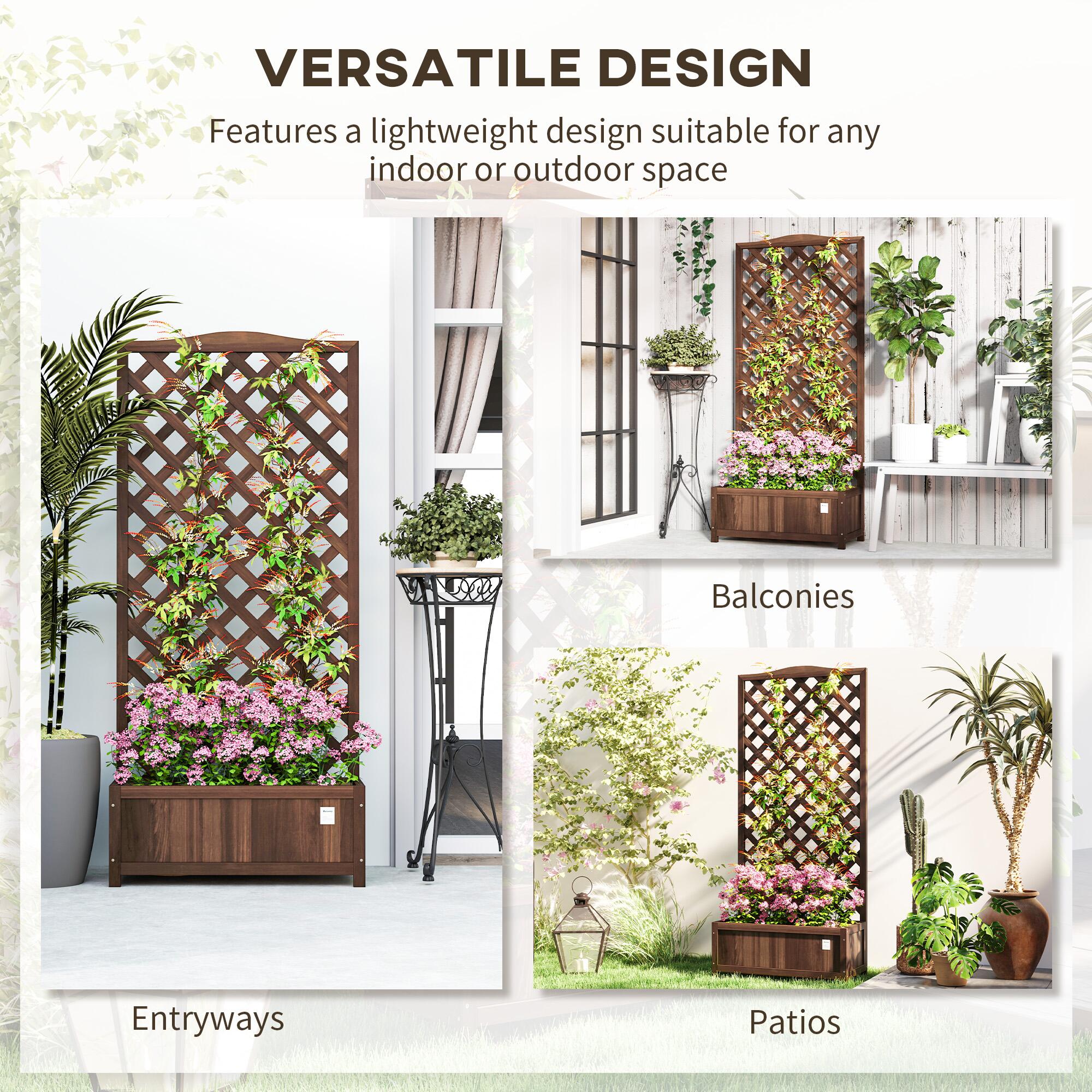 Garden Wooden Planter Box with Trellis Flower Raised Bed