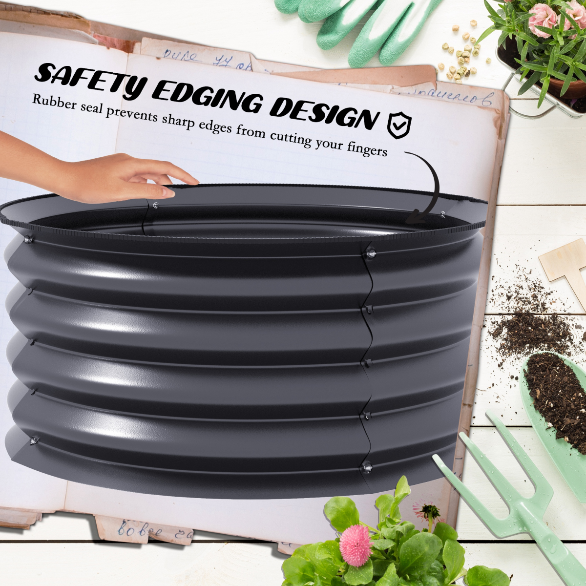 Set of 2 Raised Garden Bed Metal Planter Box
