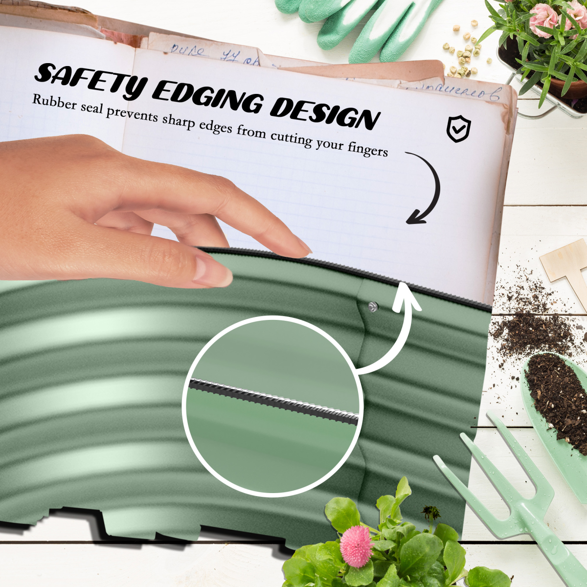 Galvanised Raised Garden Bed Planter Box, Green