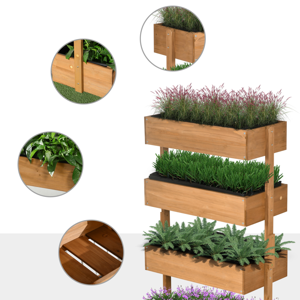 Raised Garden Bed Wooden Plant Stand Orange