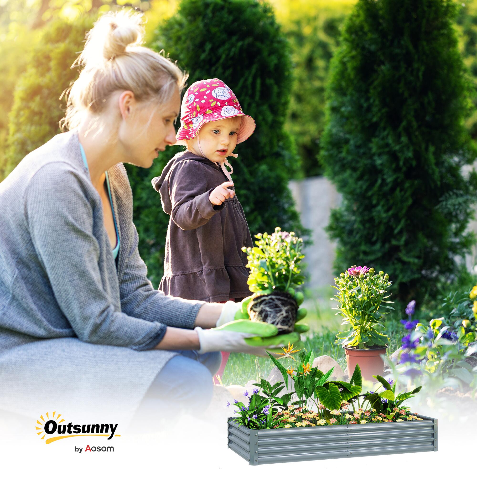Galvanised Raised Garden Raised Bed, Silver