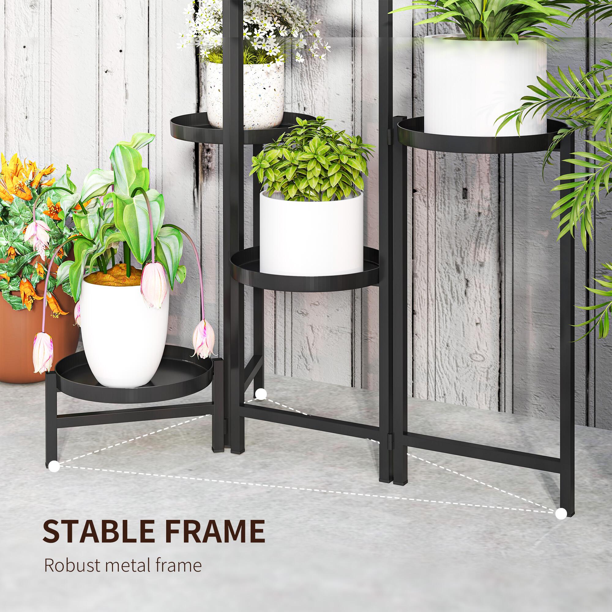 3 Tier Foldable Corner Plant Stand, Black
