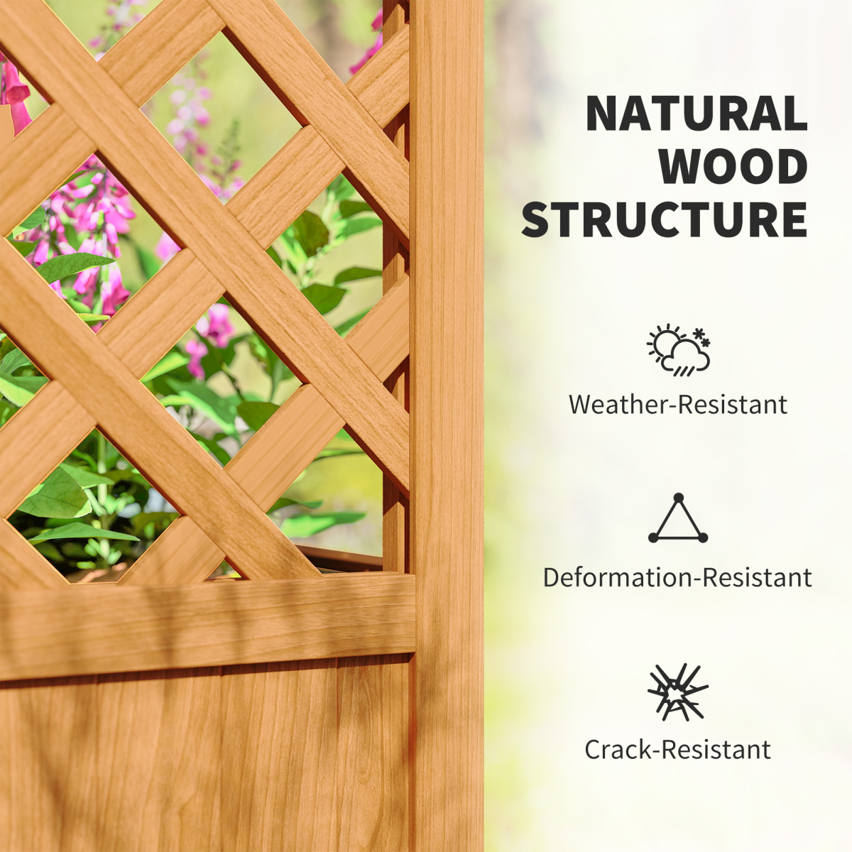 Wooden Raised Garden Bed, Trellis Planter