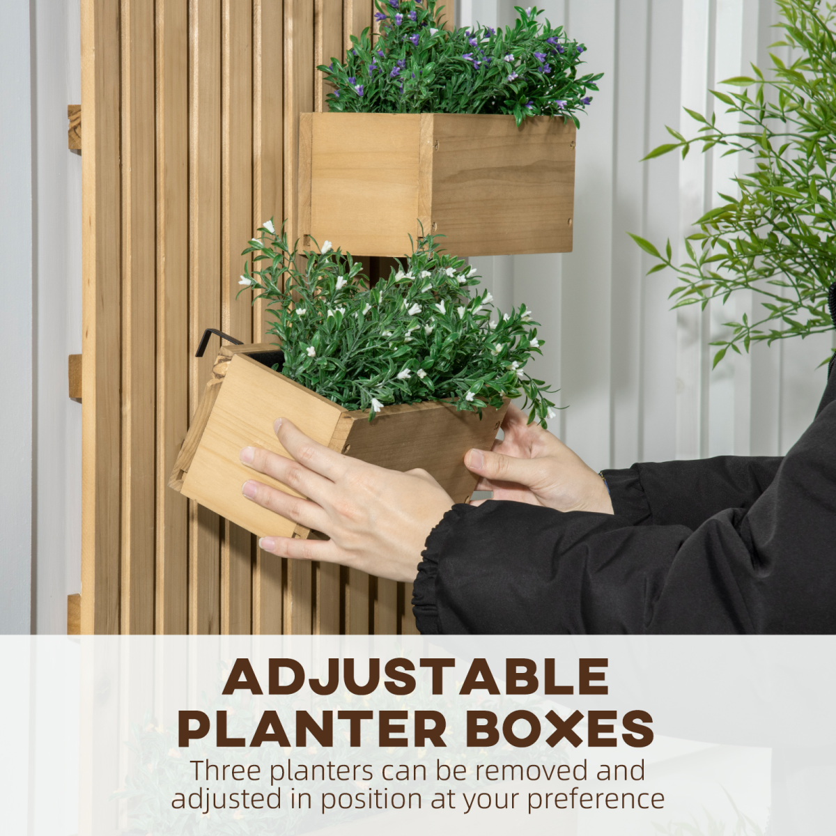 Wooden Garden Planters with Trellis Raised Bed