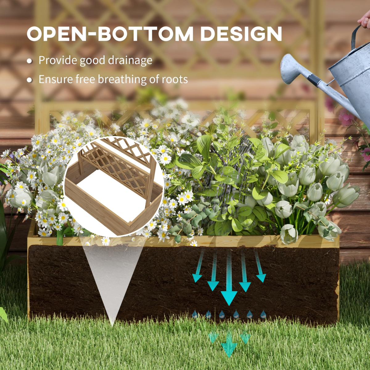 Wooden Trellis Planter, Raised Garden Bed for Climbing Plants