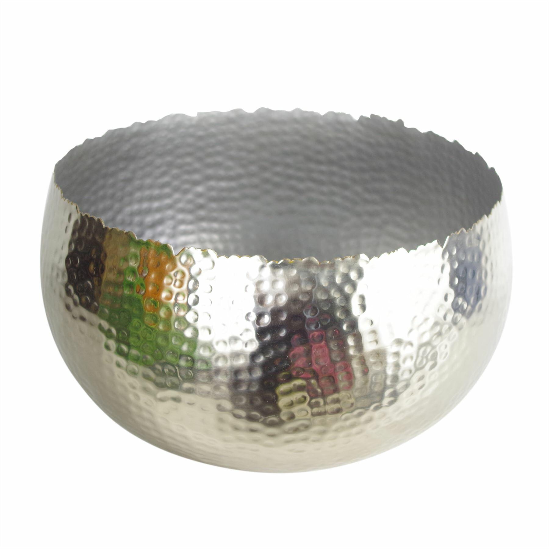 Metal Planter Bowl 32 x 20cm Hammered Silver Colour