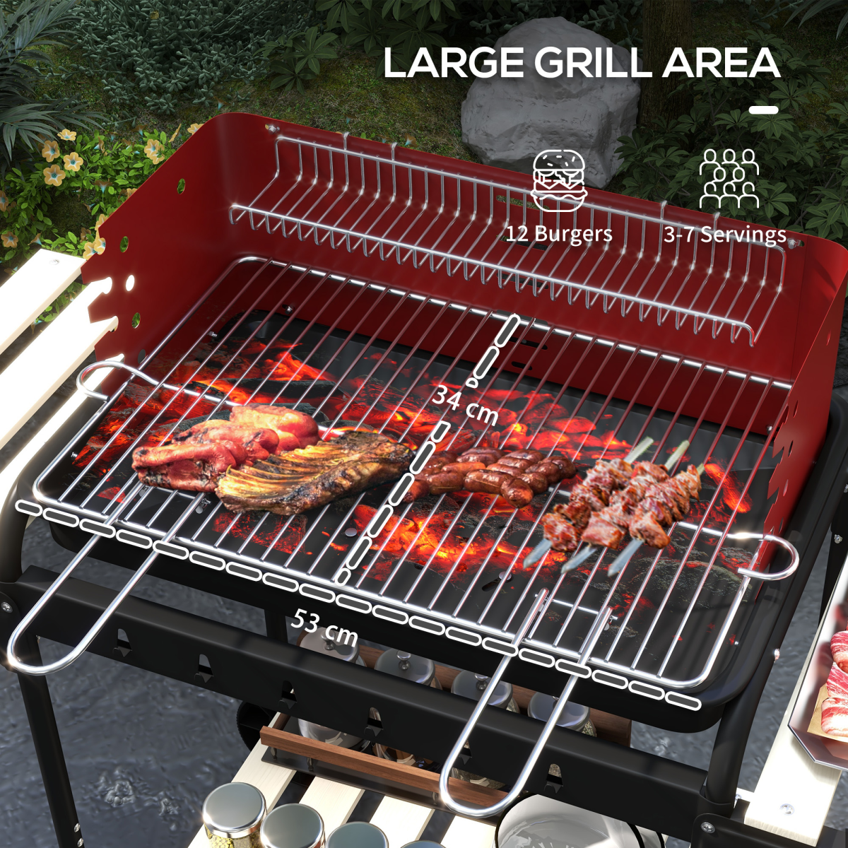 Charcoal Barbecue BBQ Grill 5-level