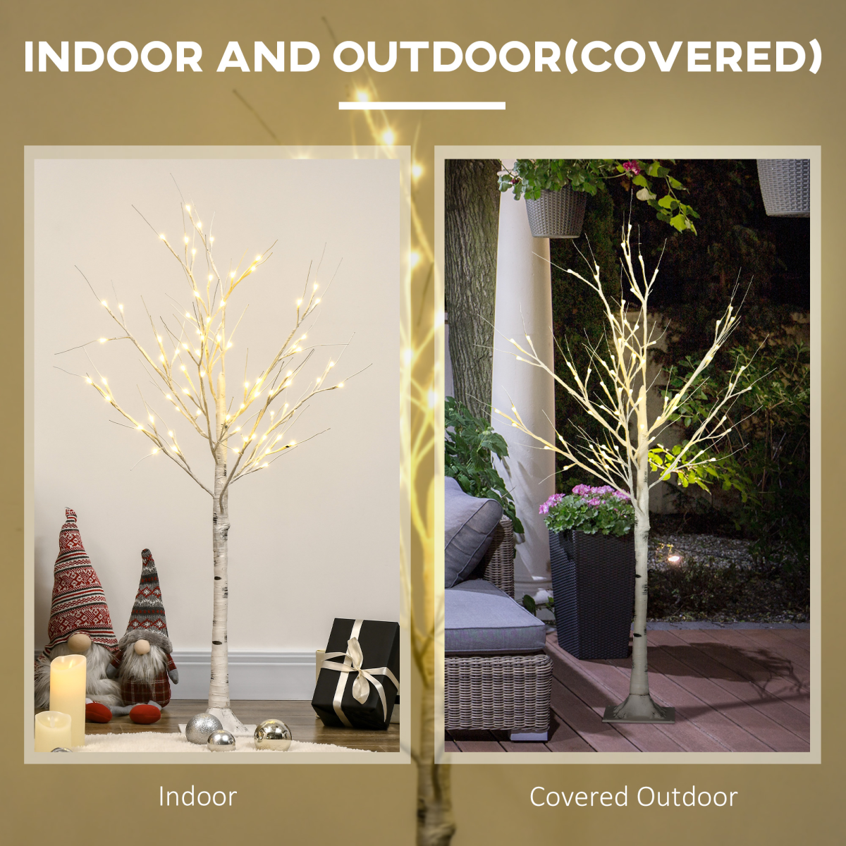4ft Artificial White Birch Tree - Warm White Pre-Lit LED Light