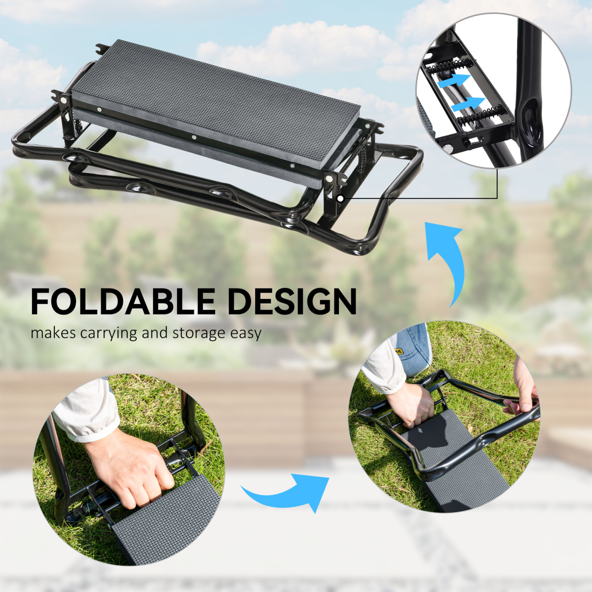 Garden Kneeler Foldable Seat Bench with Tool Bag