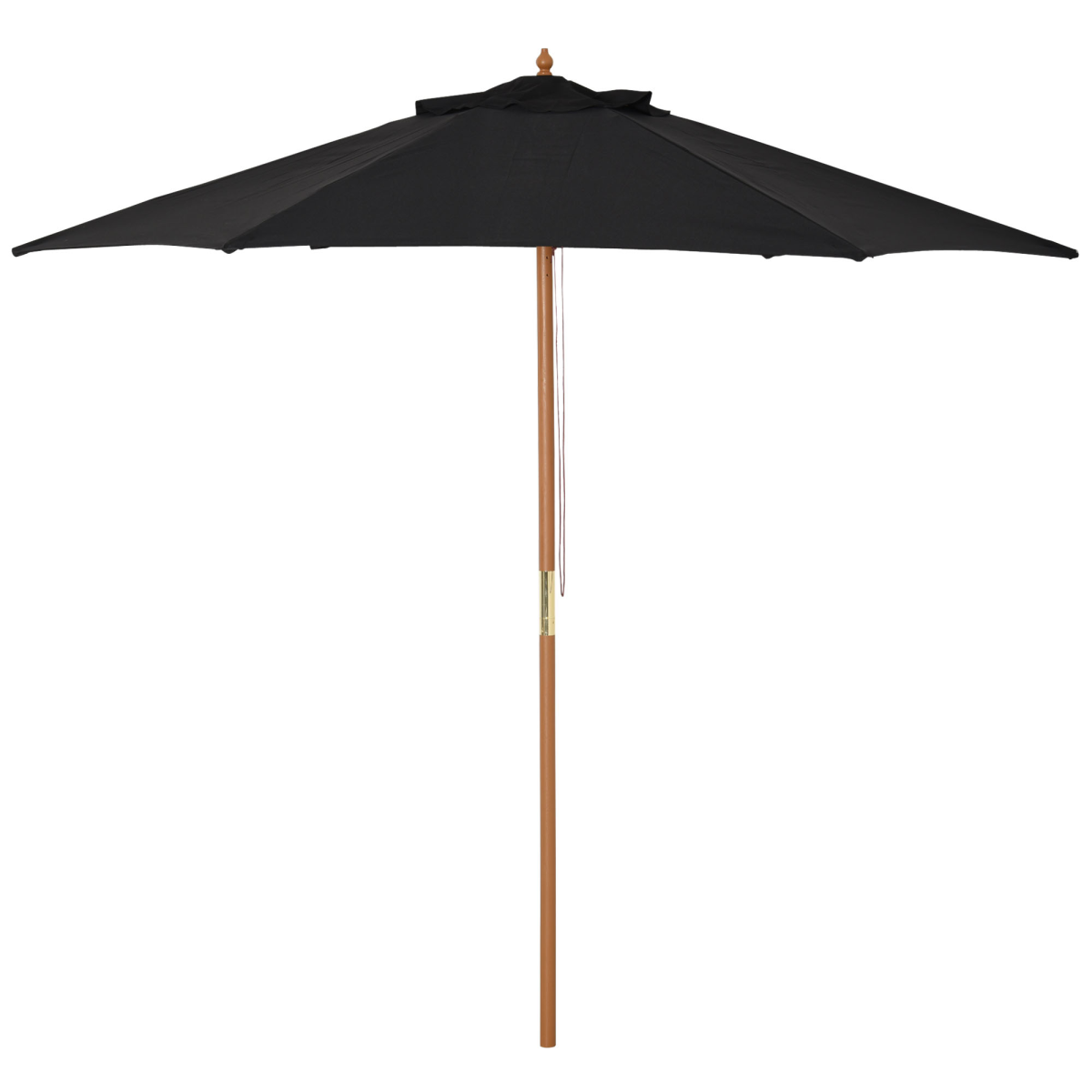2.5m Wood Garden Parasol Umbrella Black