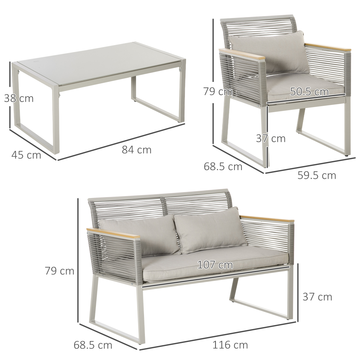 4seater patio wicker sofa metal frame pe rattan