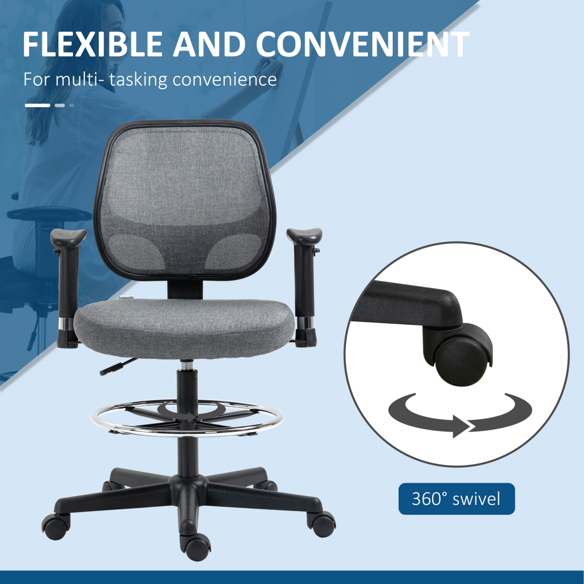 drafting chair tall office stand desk chair foot view 6