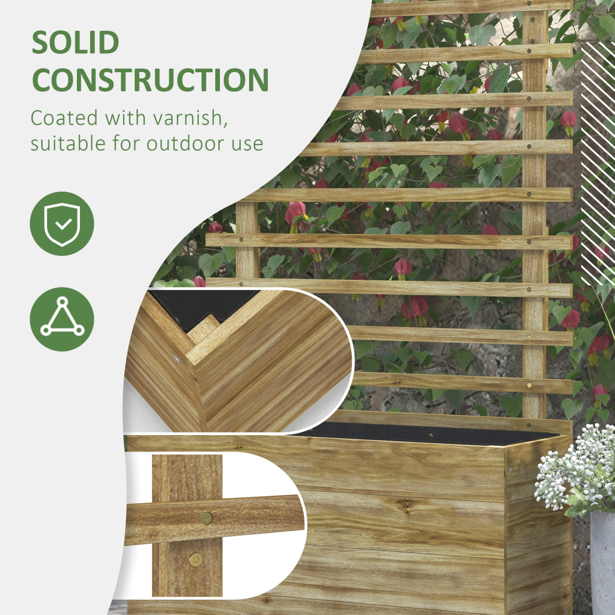 outsunny garden wooden trellis planter box raised bed